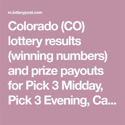 cash 5 colorado lottery winning numbers|Colorado (CO) Lottery Results .